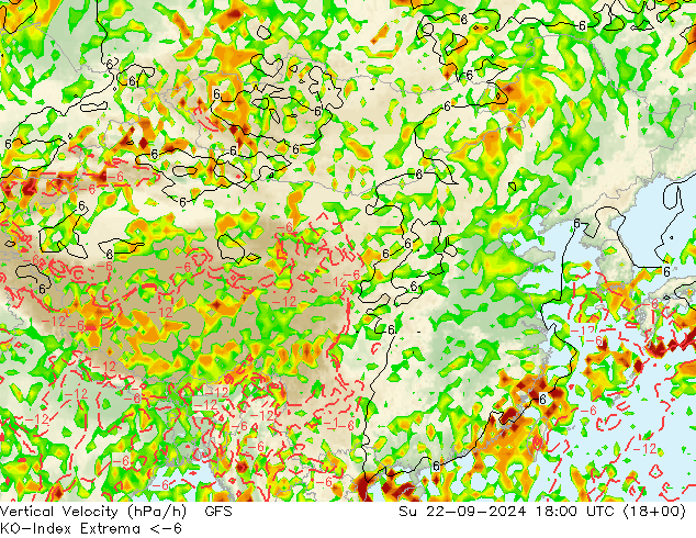 Convection-Index GFS Su 22.09.2024 18 UTC