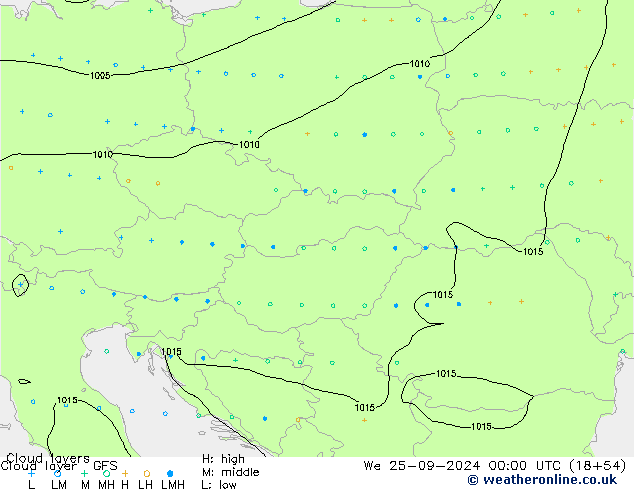 Cloud layer GFS Çar 25.09.2024 00 UTC