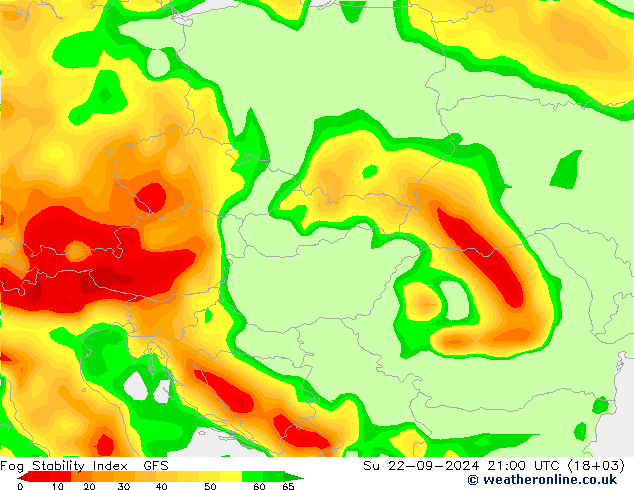 Fog Stability Index GFS Ne 22.09.2024 21 UTC