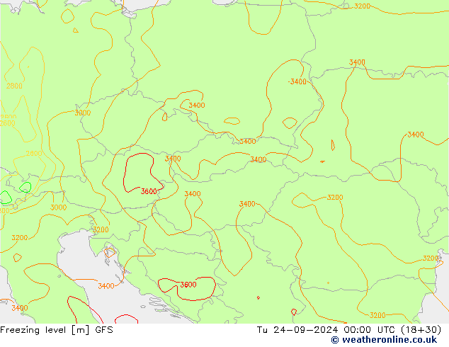 Frostgrenze GFS Di 24.09.2024 00 UTC