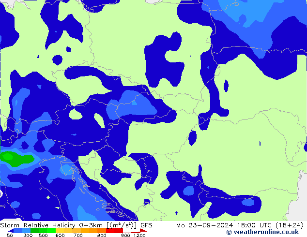 Storm Relative Helicity GFS lun 23.09.2024 18 UTC