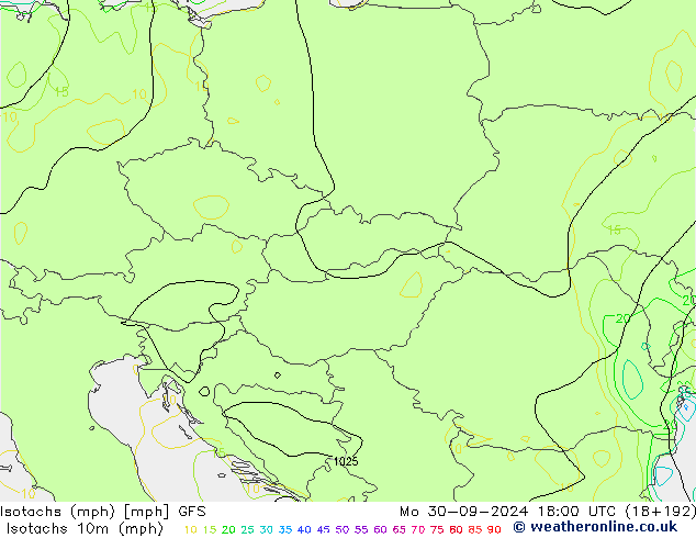 Isotachs (mph) GFS Mo 30.09.2024 18 UTC