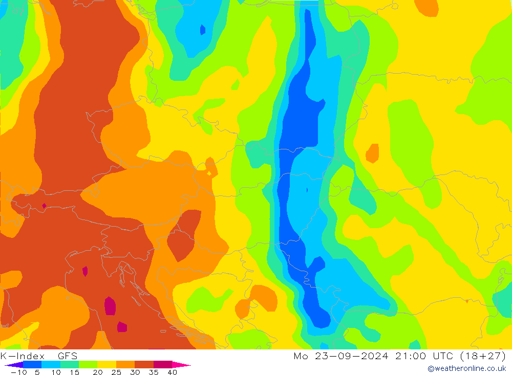 K-İndeksi GFS Pzt 23.09.2024 21 UTC