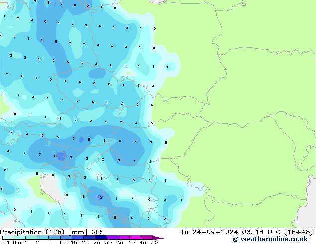 opad (12h) GFS wto. 24.09.2024 18 UTC