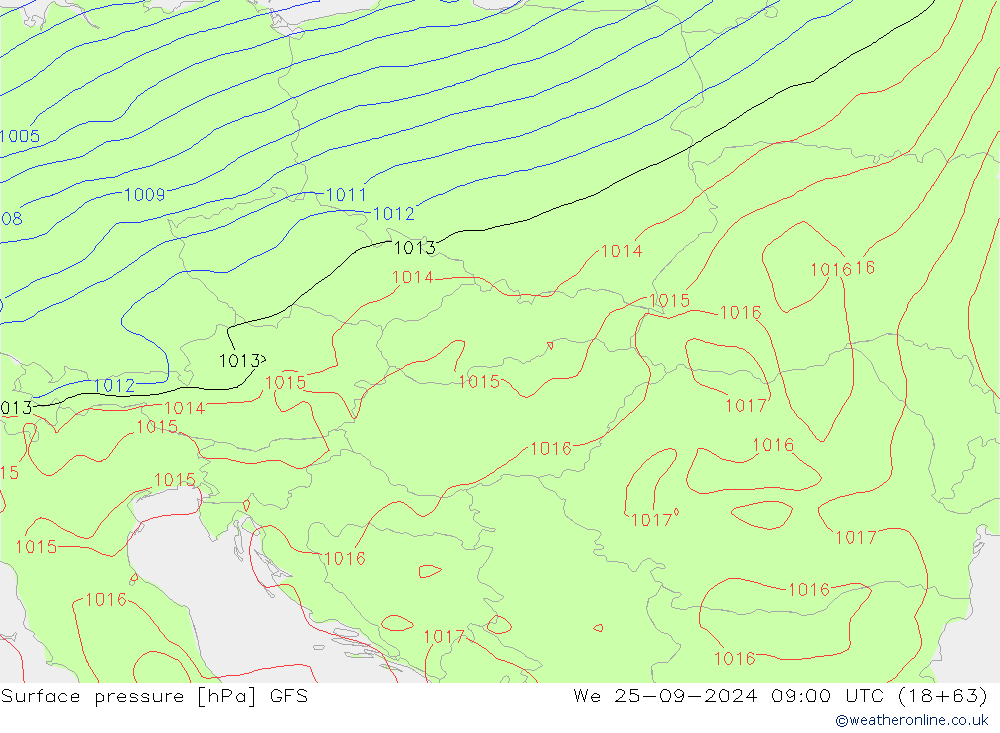 Bodendruck GFS Mi 25.09.2024 09 UTC