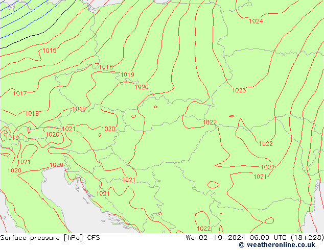 Surface pressure GFS We 02.10.2024 06 UTC