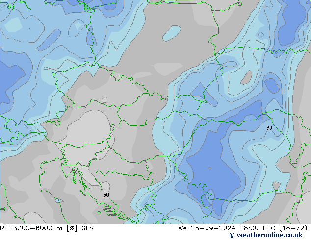 RH 3000-6000 m GFS Qua 25.09.2024 18 UTC