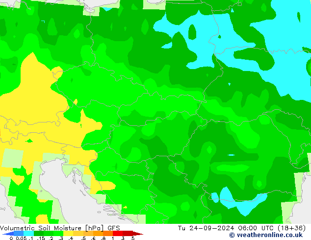 Volumetric Soil Moisture GFS  24.09.2024 06 UTC