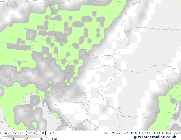 Nubi (totali) GFS dom 29.09.2024 06 UTC