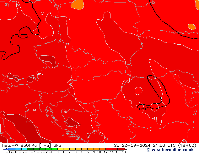 Theta-W 850hPa GFS nie. 22.09.2024 21 UTC