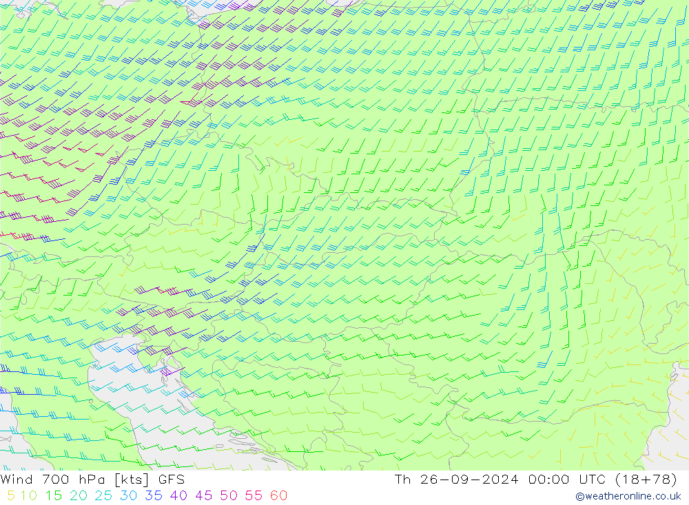 Wind 700 hPa GFS Th 26.09.2024 00 UTC