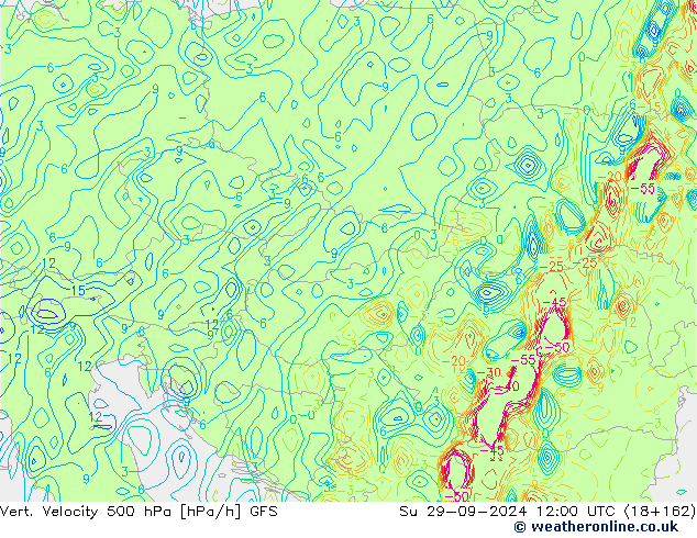 Vert. Velocity 500 hPa GFS dom 29.09.2024 12 UTC