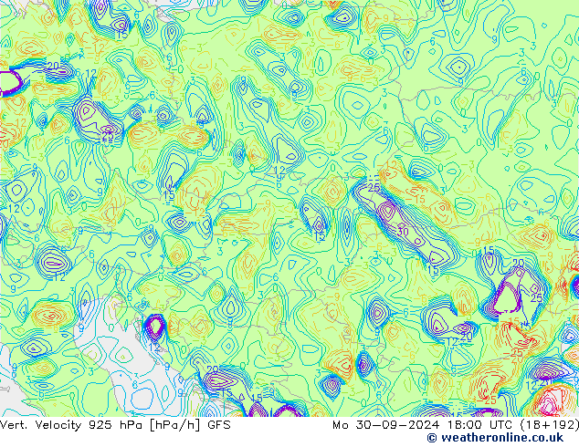 Vert. Velocity 925 hPa GFS Mo 30.09.2024 18 UTC