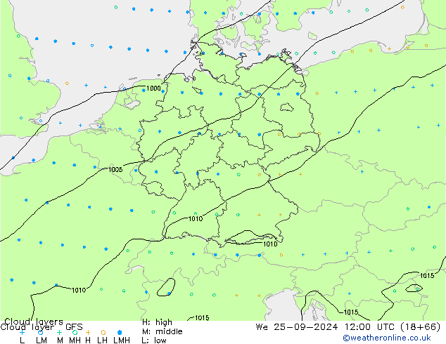 Cloud layer GFS We 25.09.2024 12 UTC