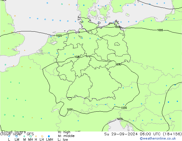 Cloud layer GFS Su 29.09.2024 06 UTC