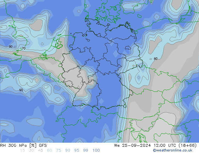 RH 300 hPa GFS St 25.09.2024 12 UTC