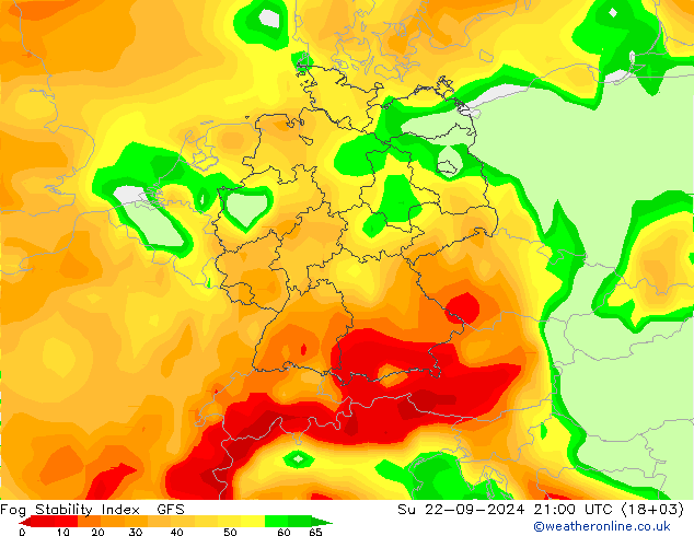 Fog Stability Index GFS So 22.09.2024 21 UTC