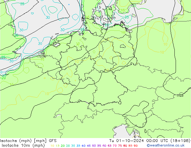 Isotachs (mph) GFS Tu 01.10.2024 00 UTC