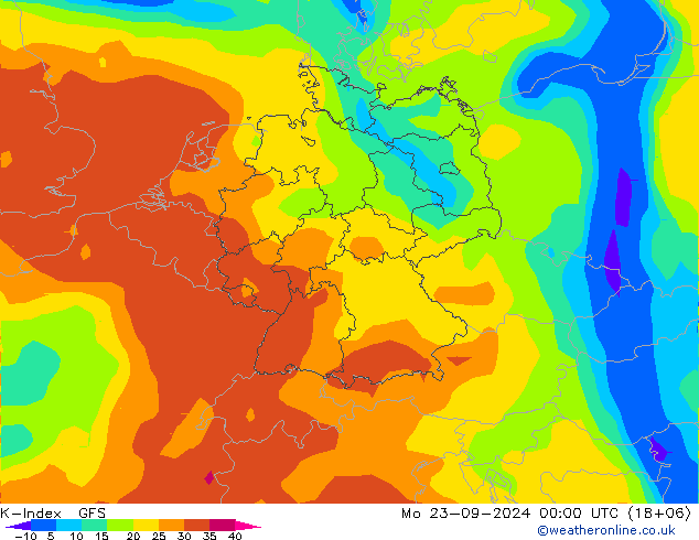 K-Index GFS lun 23.09.2024 00 UTC