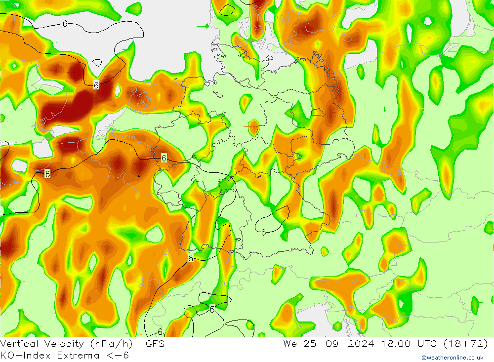 Konvektiv-Index GFS Mi 25.09.2024 18 UTC