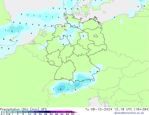 Z500/Rain (+SLP)/Z850 GFS Ter 08.10.2024 18 UTC