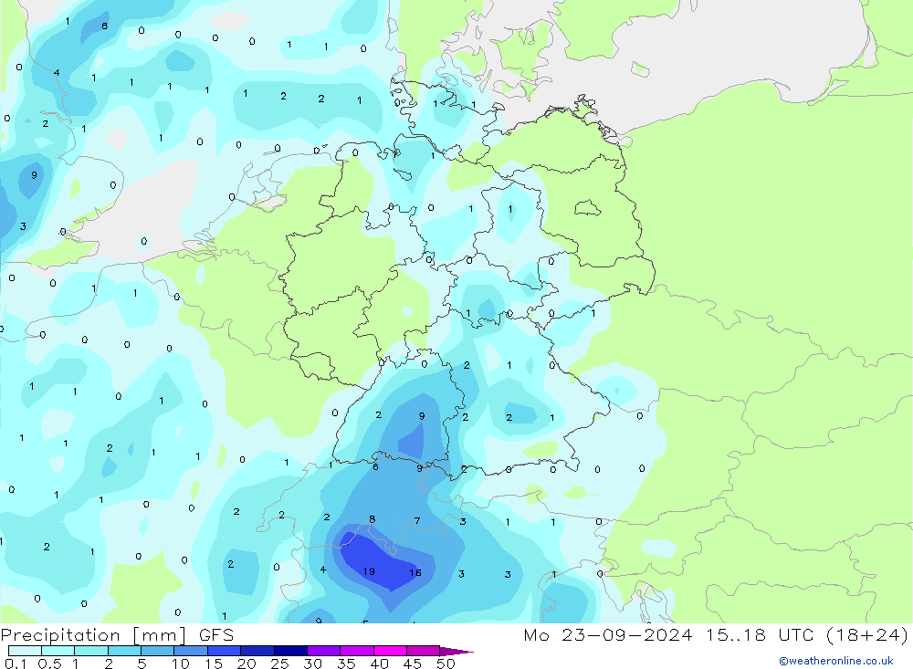 осадки GFS пн 23.09.2024 18 UTC