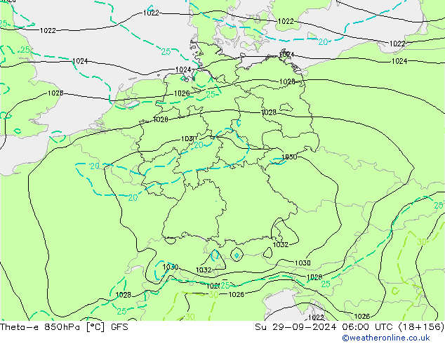 Theta-e 850гПа GFS Вс 29.09.2024 06 UTC