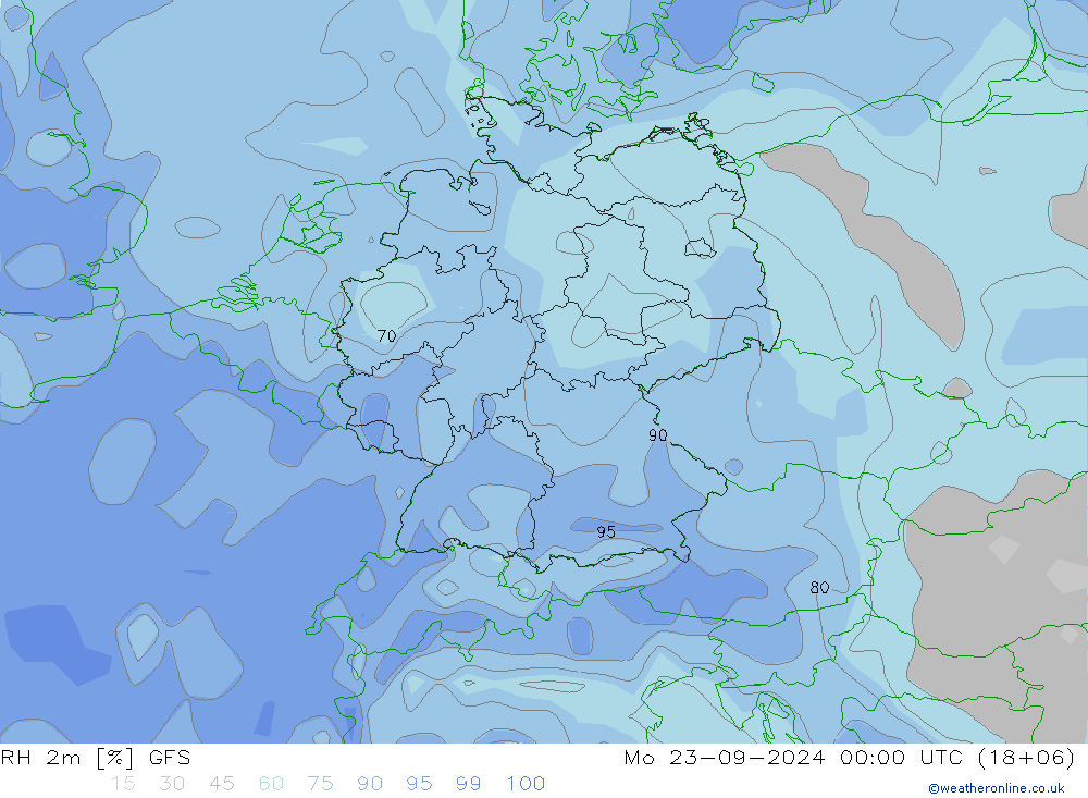 RH 2m GFS Mo 23.09.2024 00 UTC