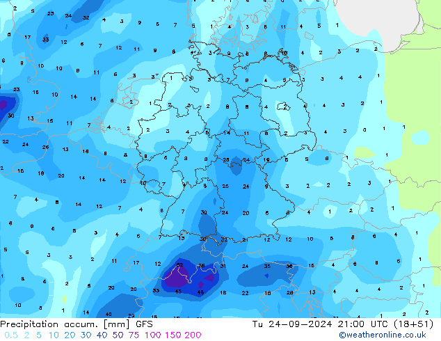 Precipitación acum. GFS mar 24.09.2024 21 UTC