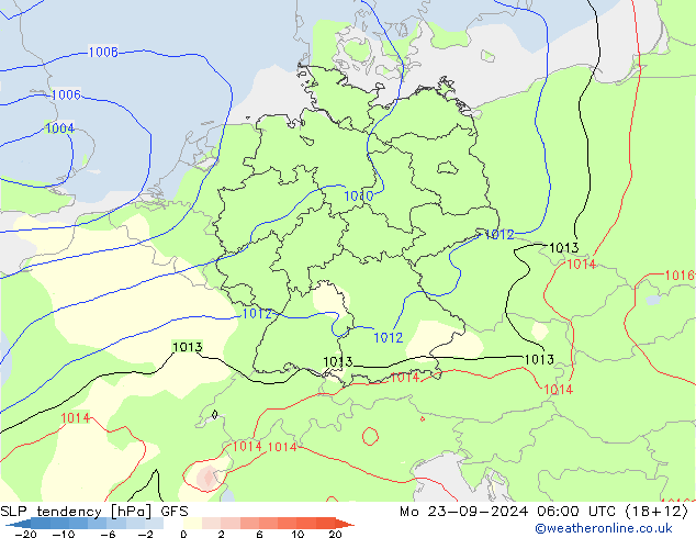 Drucktendenz GFS Mo 23.09.2024 06 UTC