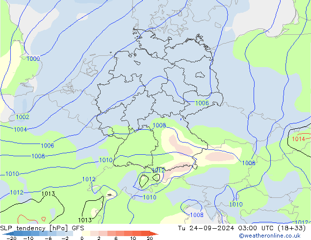 SLP tendency GFS Ter 24.09.2024 03 UTC