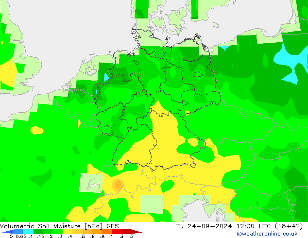 Volumetric Soil Moisture GFS вт 24.09.2024 12 UTC