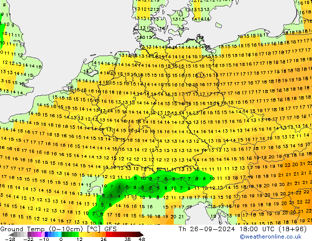 Temp. 10cm GFS do 26.09.2024 18 UTC