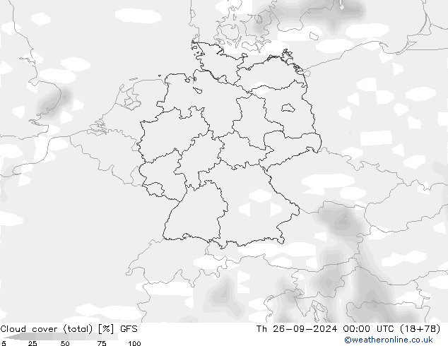 Cloud cover (total) GFS Th 26.09.2024 00 UTC