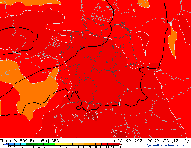 Theta-W 850hPa GFS Seg 23.09.2024 09 UTC