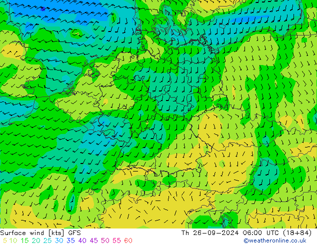 Surface wind GFS Th 26.09.2024 06 UTC