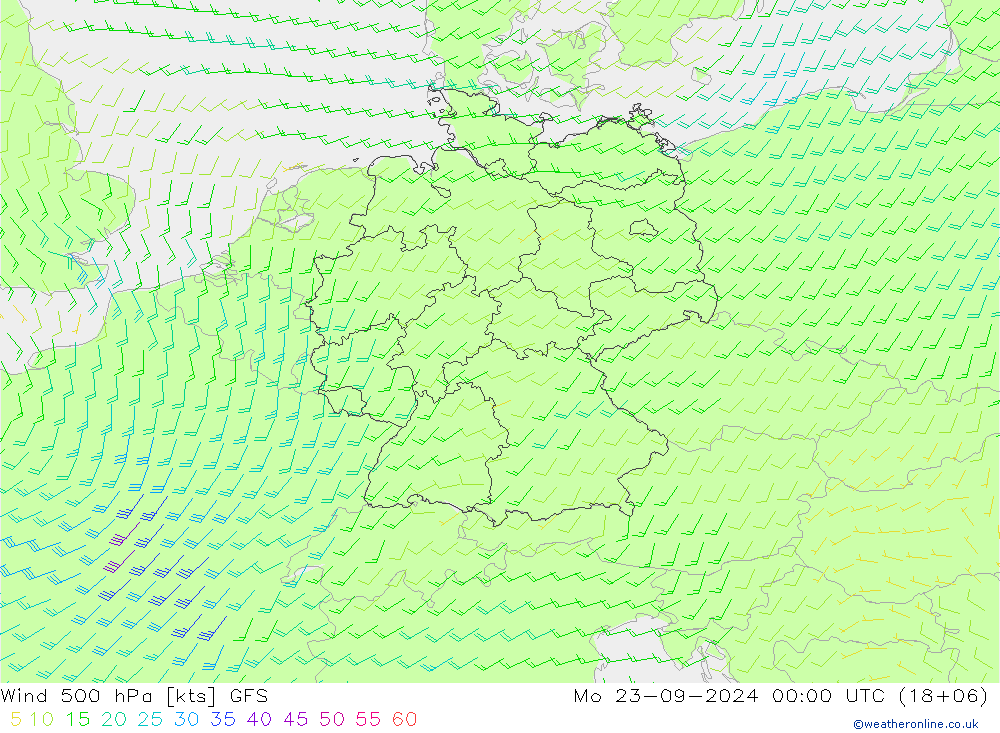 Rüzgar 500 hPa GFS Pzt 23.09.2024 00 UTC