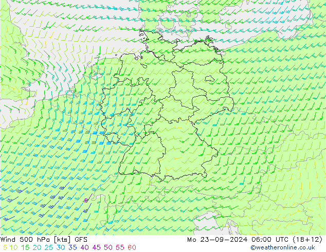 Wind 500 hPa GFS Mo 23.09.2024 06 UTC