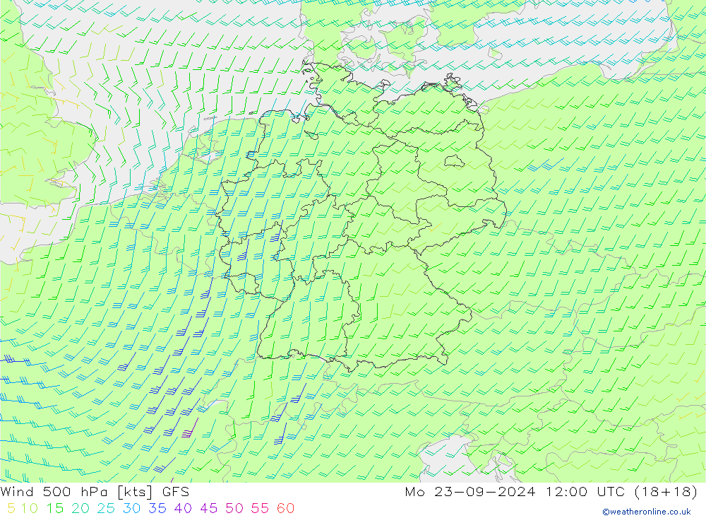 Vento 500 hPa GFS Seg 23.09.2024 12 UTC