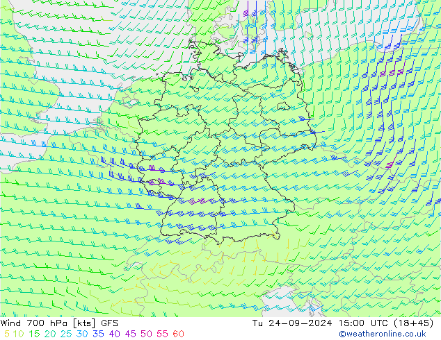 Rüzgar 700 hPa GFS Sa 24.09.2024 15 UTC