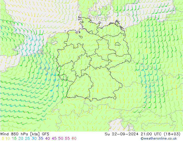  850 hPa GFS  22.09.2024 21 UTC