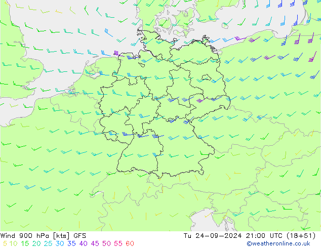 Wind 900 hPa GFS di 24.09.2024 21 UTC