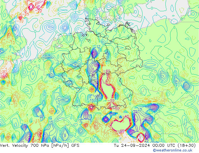 Vert. Velocity 700 hPa GFS Di 24.09.2024 00 UTC