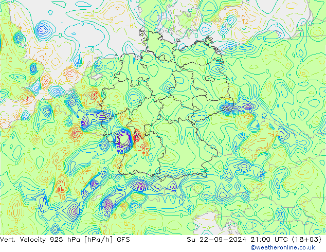 Vert. Velocity 925 hPa GFS dim 22.09.2024 21 UTC