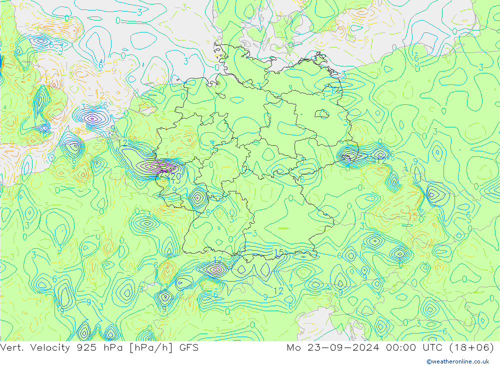 Vert. Velocity 925 hPa GFS Mo 23.09.2024 00 UTC