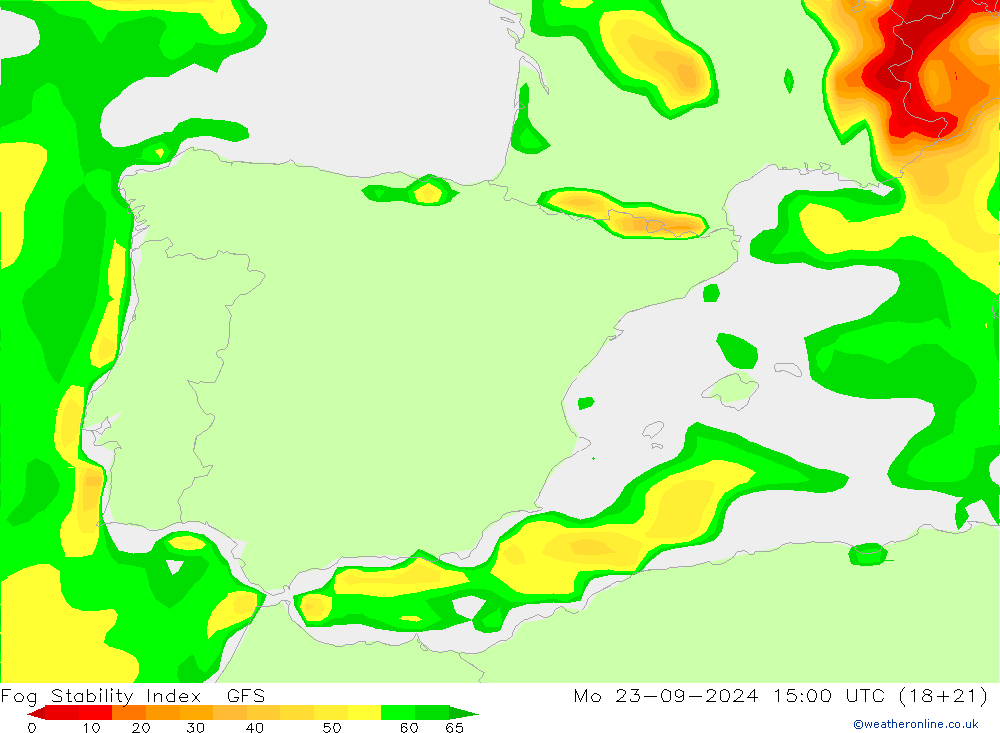 Fog Stability Index GFS  23.09.2024 15 UTC