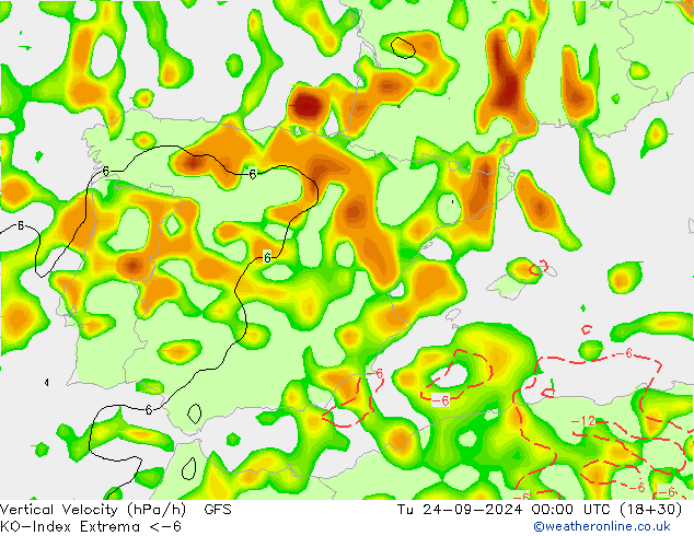 Convectie-Index GFS di 24.09.2024 00 UTC