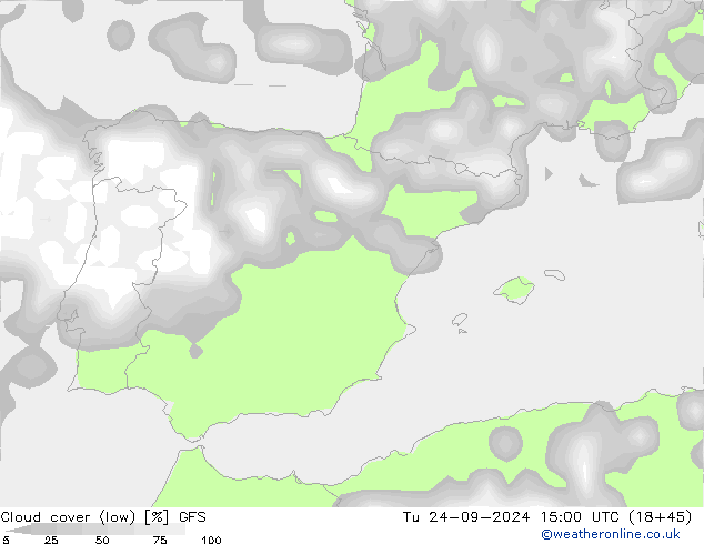 Nubes bajas GFS mar 24.09.2024 15 UTC