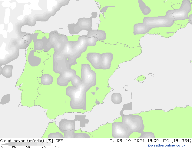 Nubi medie GFS mar 08.10.2024 18 UTC