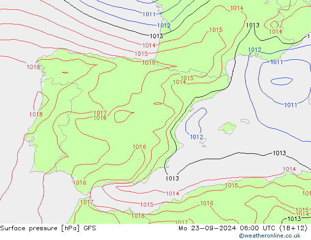 Surface pressure GFS Mo 23.09.2024 06 UTC